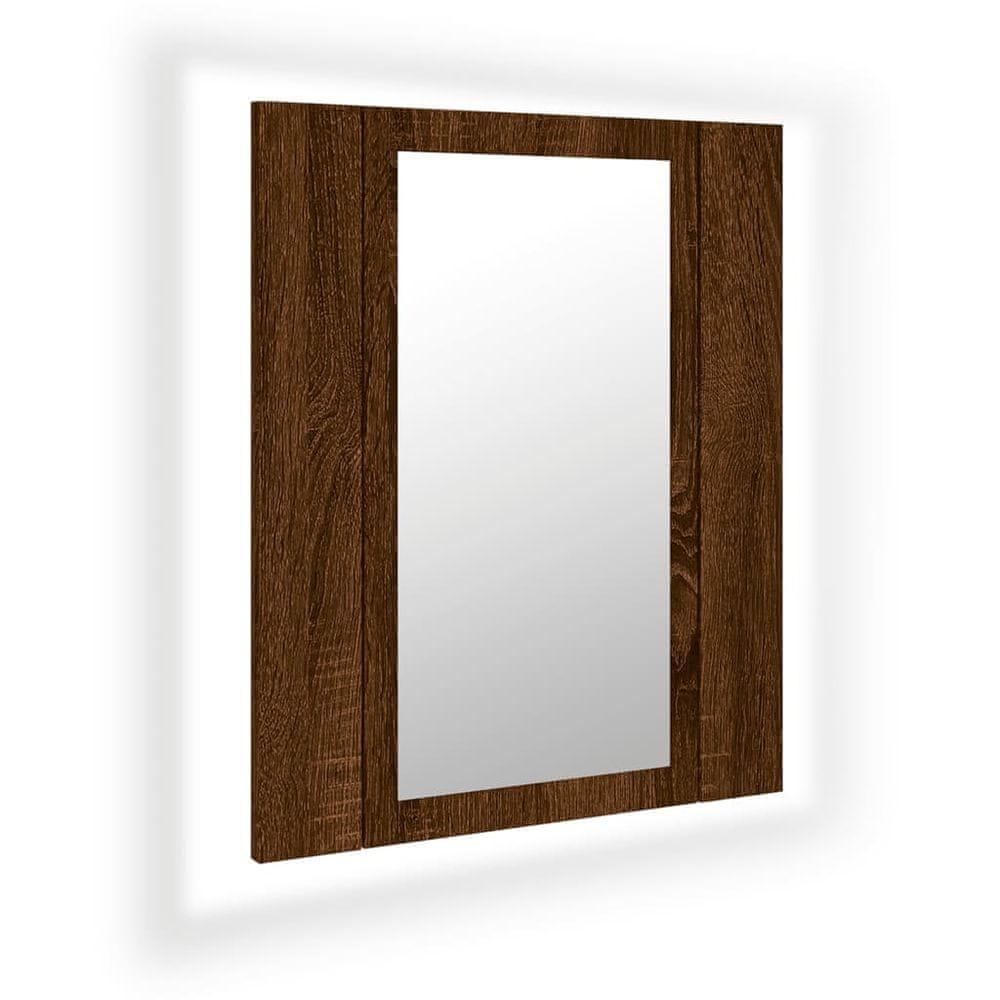 Vidaxl LED zrkadlová skrinka hnedý dub 40x12x45 cm kompozitné drevo